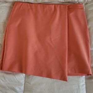 Mango faux wrap mini skirt. Coral. Size 8
